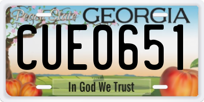 GA license plate CUE0651
