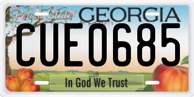 GA license plate CUE0685