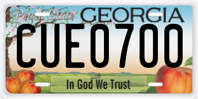 GA license plate CUE0700