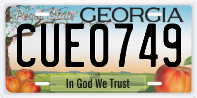 GA license plate CUE0749