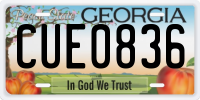 GA license plate CUE0836