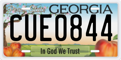 GA license plate CUE0844