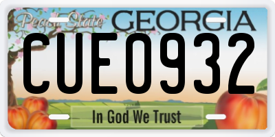 GA license plate CUE0932
