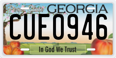 GA license plate CUE0946