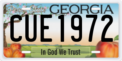 GA license plate CUE1972