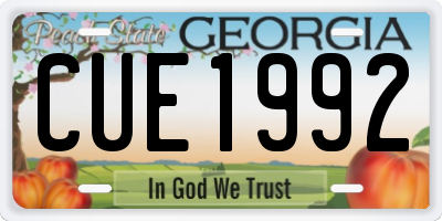 GA license plate CUE1992