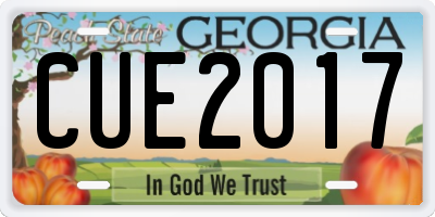 GA license plate CUE2017