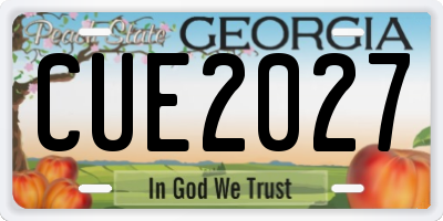 GA license plate CUE2027