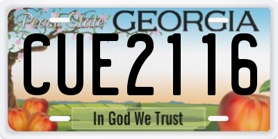 GA license plate CUE2116