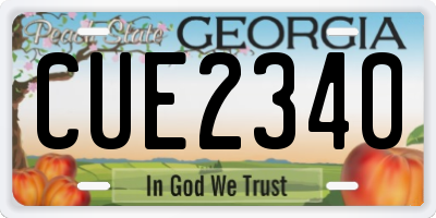 GA license plate CUE2340