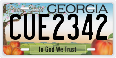 GA license plate CUE2342