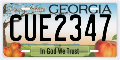 GA license plate CUE2347