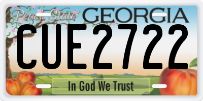 GA license plate CUE2722