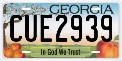 GA license plate CUE2939