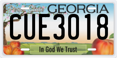 GA license plate CUE3018