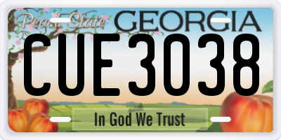 GA license plate CUE3038