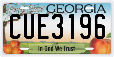 GA license plate CUE3196