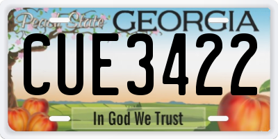GA license plate CUE3422