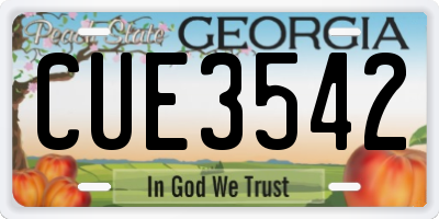 GA license plate CUE3542