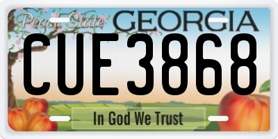 GA license plate CUE3868