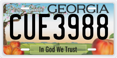GA license plate CUE3988