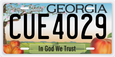 GA license plate CUE4029