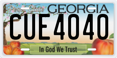 GA license plate CUE4040