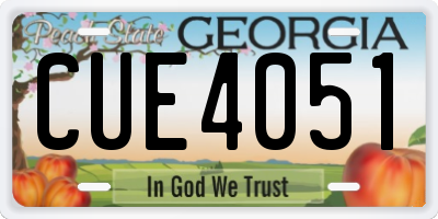 GA license plate CUE4051