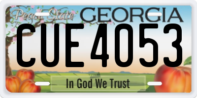 GA license plate CUE4053