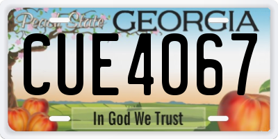 GA license plate CUE4067