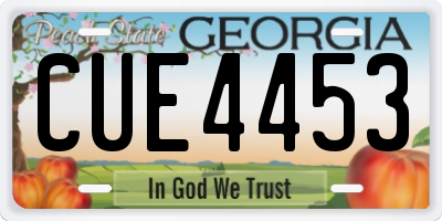 GA license plate CUE4453