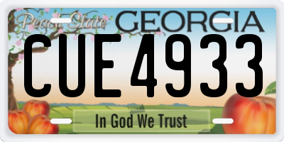 GA license plate CUE4933