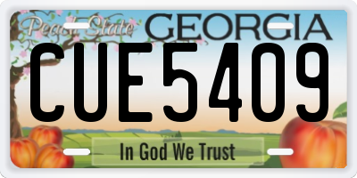 GA license plate CUE5409