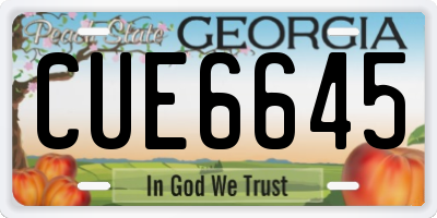 GA license plate CUE6645