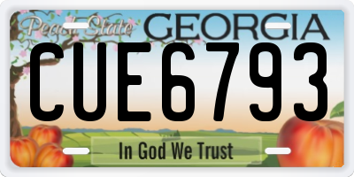 GA license plate CUE6793