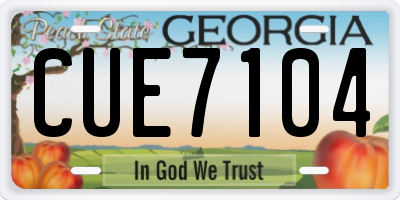 GA license plate CUE7104