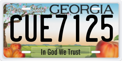 GA license plate CUE7125