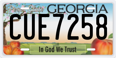 GA license plate CUE7258