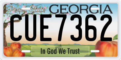 GA license plate CUE7362