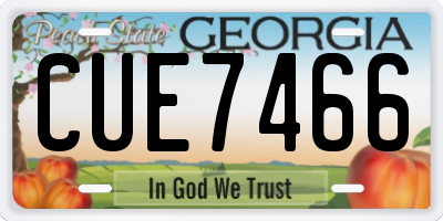 GA license plate CUE7466