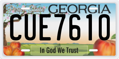GA license plate CUE7610
