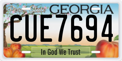 GA license plate CUE7694