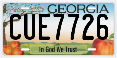 GA license plate CUE7726