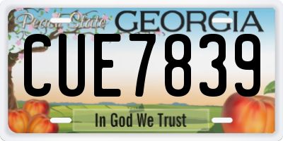 GA license plate CUE7839