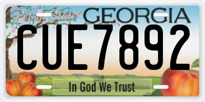 GA license plate CUE7892
