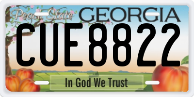 GA license plate CUE8822