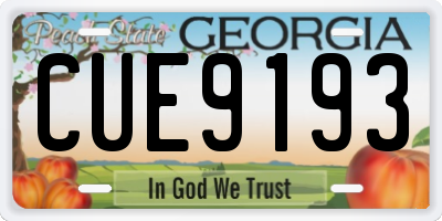 GA license plate CUE9193