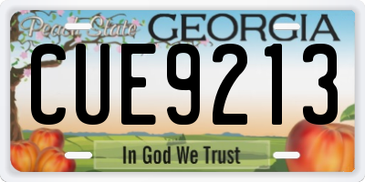 GA license plate CUE9213