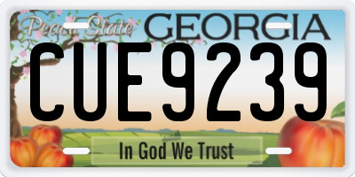 GA license plate CUE9239