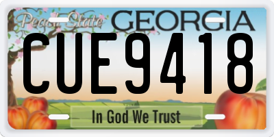 GA license plate CUE9418